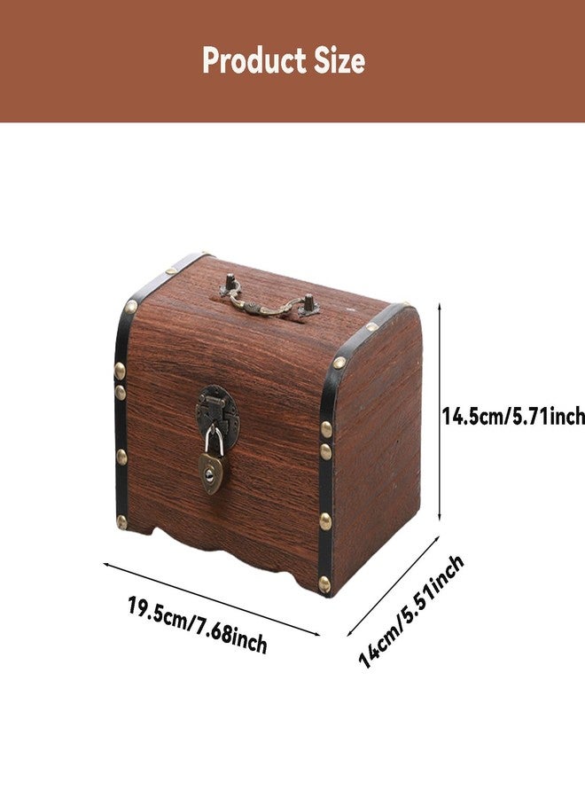 Ragyzity Wooden Piggy Bank, Money Saving Bank with Lock, Creative Vintage Wooden Box, Rustic Small Decorative Coin Bank, Present for Boys and Girls (L) - Image 3